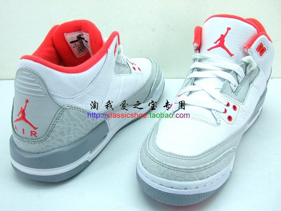 Air Jordan 3 Retro Gs White Grey Solar Red Taobao 02