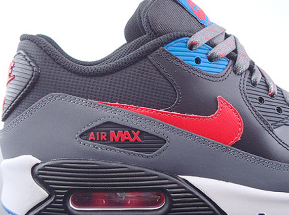 Nike Air Max 90 Gs Black Red Grey Blue New 01