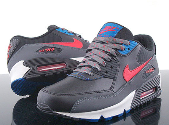 Nike Air Max 90 Gs Black Red Grey Blue New 03