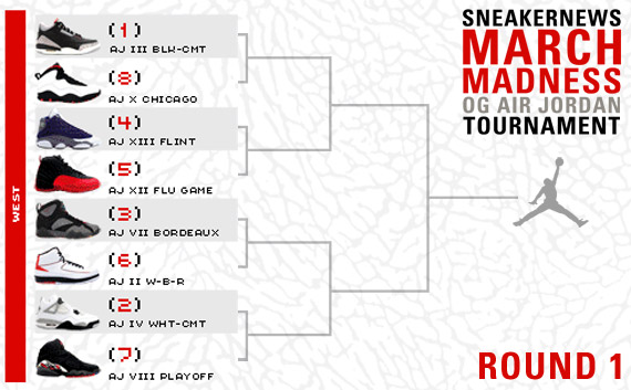 Sneaker News March Madness OG Air Jordan Tournament - Round 1 Voting - West