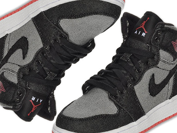 Air Jordan 1 Retro High GS Canvas – Black – Alarming Red