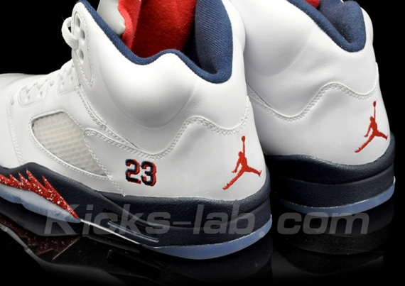 Air Jordan V White Midnight Navy Varsity Red Kickslab 02