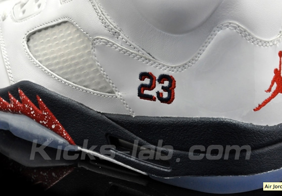 Air Jordan V White Midnight Navy Varsity Red Kickslab 05