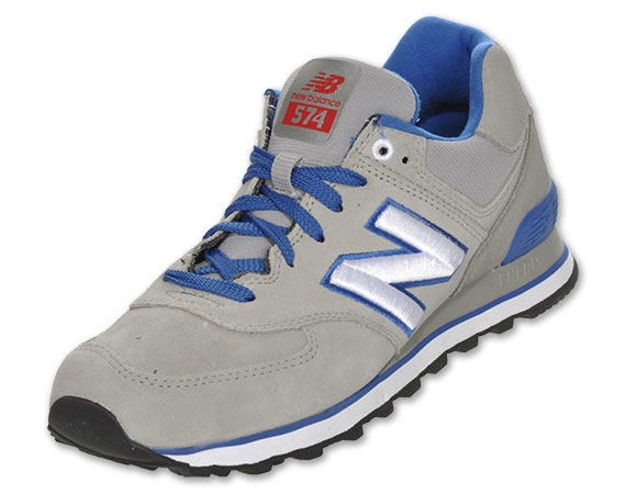 New Balance 574 Suede Grey Blue Red 01