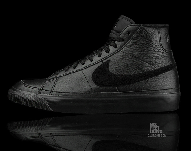 Nike Blazer Mid Premium Black Tumbled Leather Chenille 1