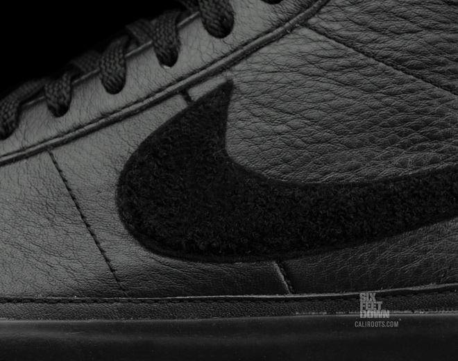 Nike Blazer Mid Premium Black Tumbled Leather Chenille 3