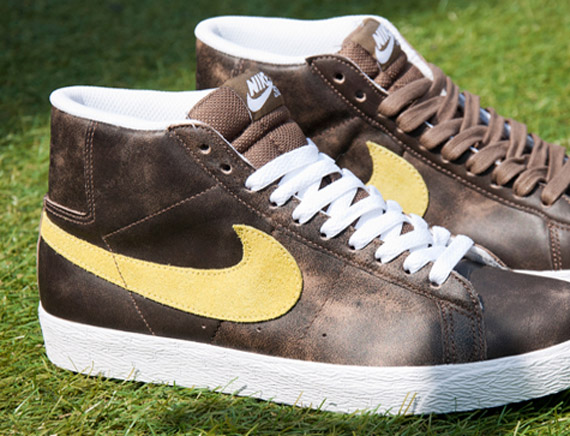 Nike SB Blazer High - Brown Distressed Leather - Gold | June 2011