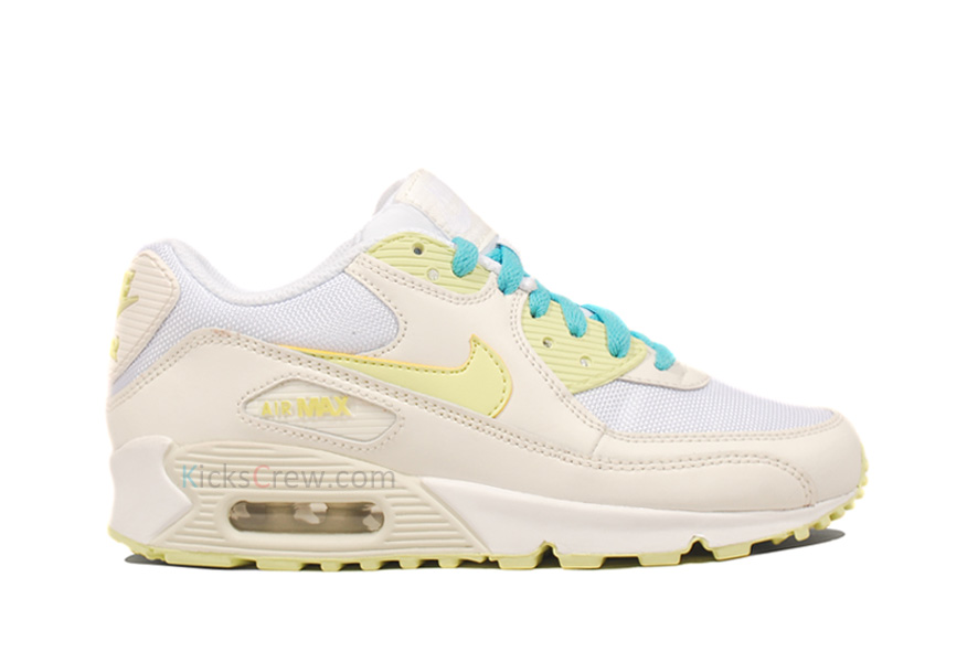 Nike Womens Air Max 90 Sail Citrine Yellow Mineral Blue 2