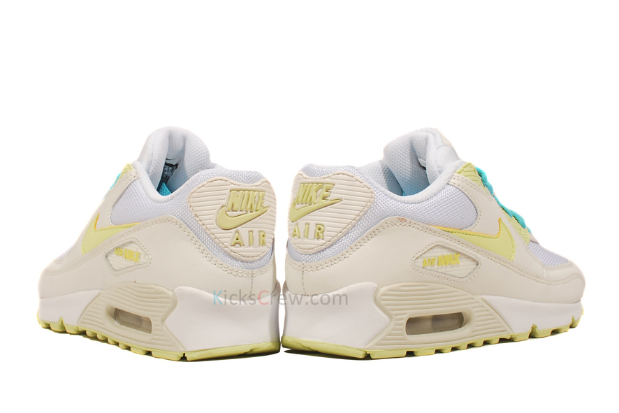 Nike Womens Air Max 90 Sail Citrine Yellow Mineral Blue 3