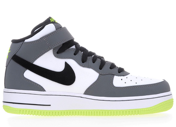 Nike Air Force 1 Mid Gs White Black Volt Grey 04