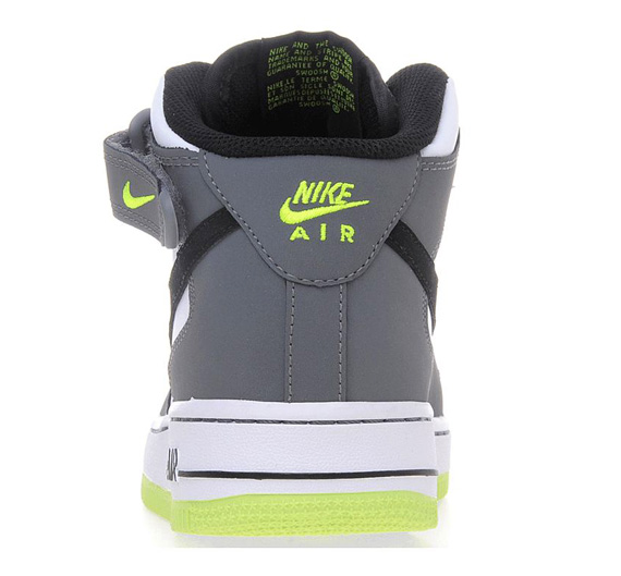 Nike Air Force 1 Mid Gs White Black Volt Grey 05