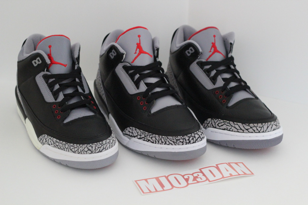 Air Jordan Iii Black Cement 2001 2008 2011 Comparison 1