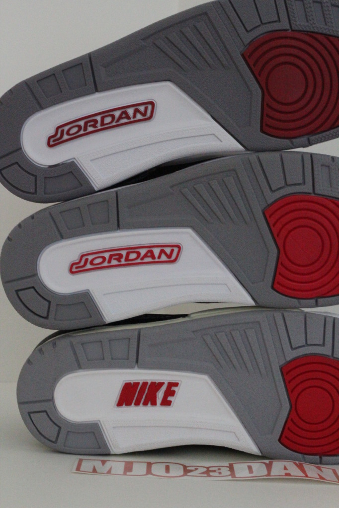 Air Jordan Iii Black Cement 2001 2008 2011 Comparison 10