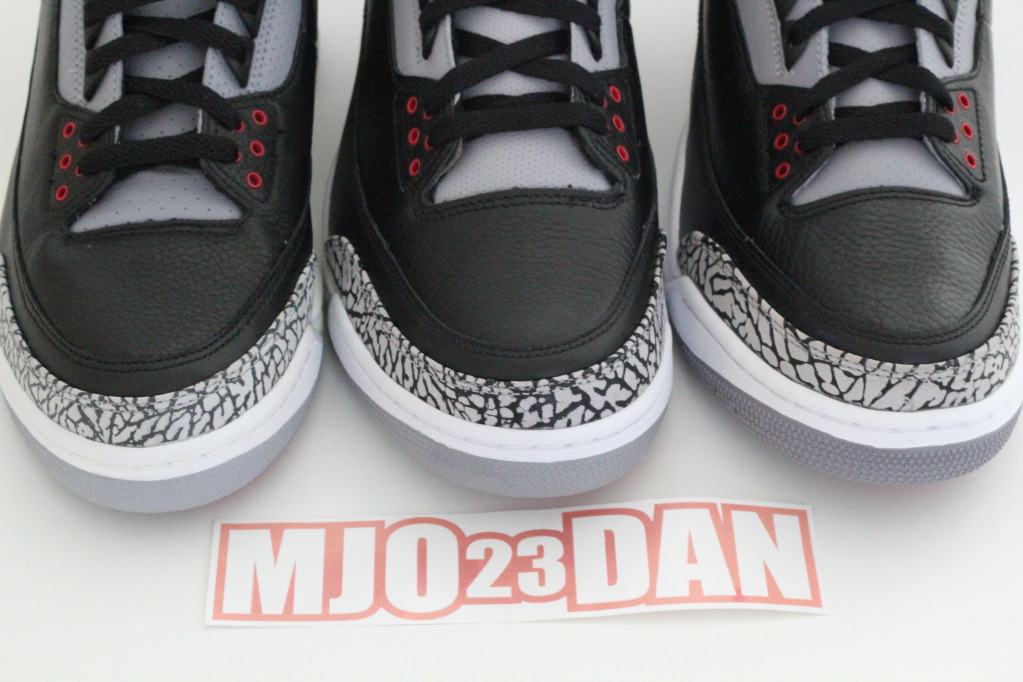 Air Jordan Iii Black Cement 2001 2008 2011 Comparison 5