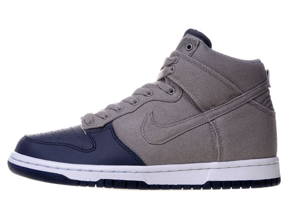 Nike Dunk High Gs Navy Beige Canvas 01