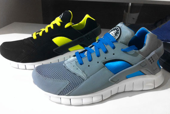 Nike Huarache Free 2012 Grey Blue Black Yellow 01