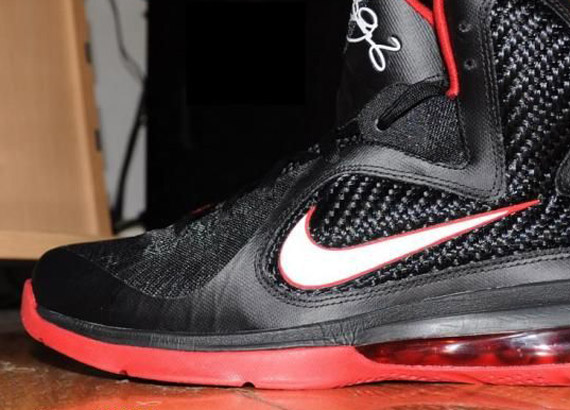 Nike LeBron 9 - Black - Red - White - On-Foot Images