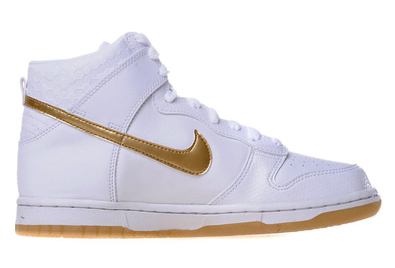 Nike Dunk High Gs White Metallic Gold Jd 05