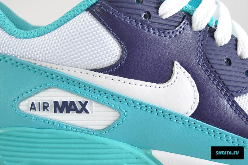 Nike WMNS Air Max 90  - White - Bright Turquoise - Imperial Purple
