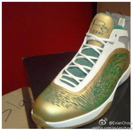 Air Jordan 2011 Ray Allen Gold Green Pe 1