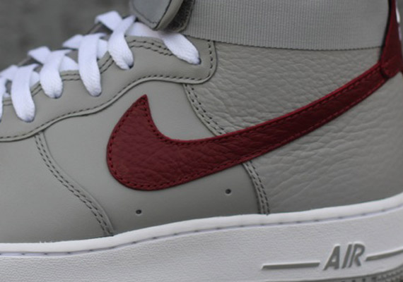 Nike Air Force 1 High - Medium Grey - Team Red