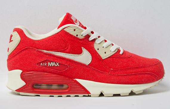 Nike Air Max 90 Red Canvas Beige White 2