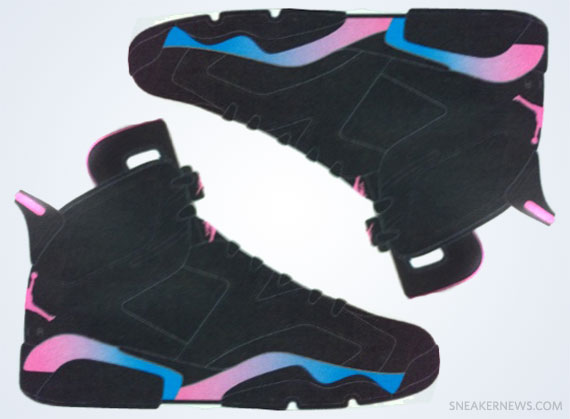 Air Jordan Vi Gs Black Pink Flash Marina Blue 1