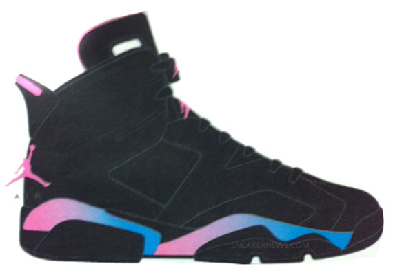 Air Jordan Vi Gs Black Pink Flash Marina Blue 2