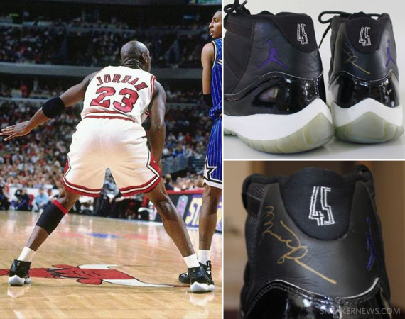 Air Jordan Xi Space Jam Autographed Game Worn 45 Sample