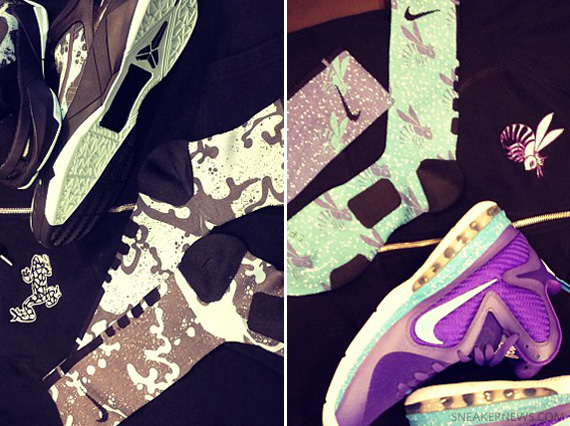 Nike Basketball Kobe & LeBron Elite Socks + Customized AW77 Hoodies