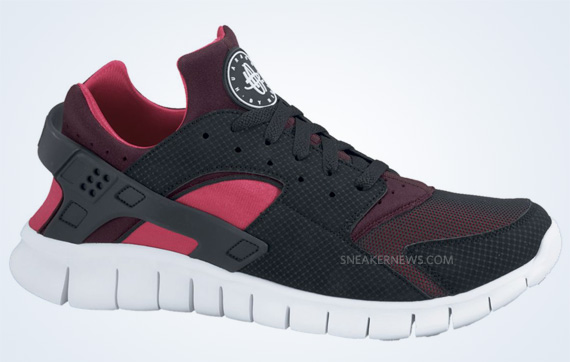 Nike Huarache Free 2012 Black Red Mahogany Scarlet Fire 2