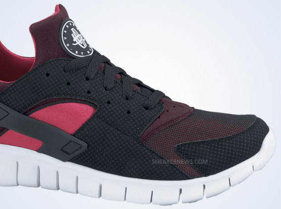 Nike Huarache Free 2012 Black Red Mahogany Scarlet Fire 3