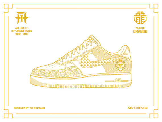 Nike Air Force 1 30th Anniversary Year Of Dragon Gold Bespoke Zhijun Wang 2