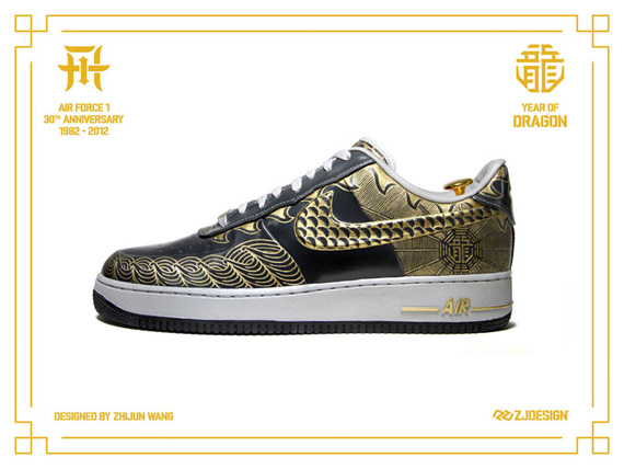 Nike Air Force 1 30th Anniversary Year Of Dragon Gold Bespoke Zhijun Wang 3