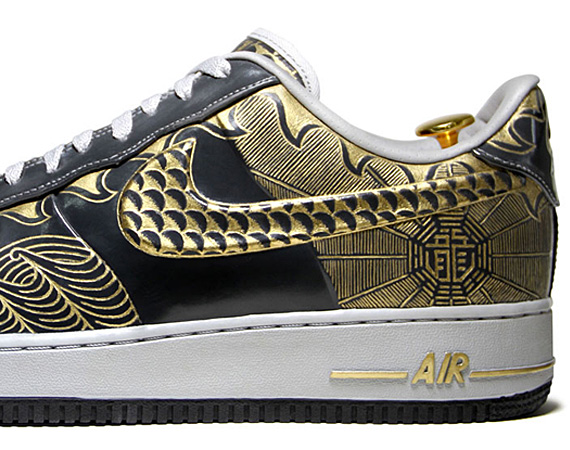 Nike Air Force 1 Low '30th Anniversary Year of the Dragon' Gold Customs by Zhijun Wang