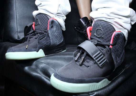 Nike Air Yeezy 2 Black Solar Red On Feet 1