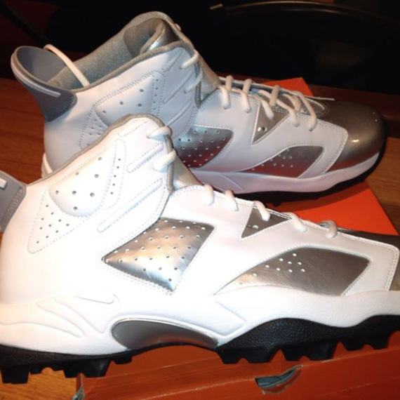 Air Jordan Vi Warren Sapp White Silver Pe Cleats 4