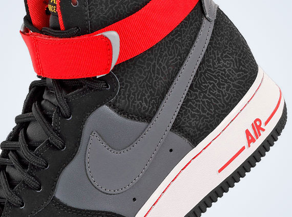 Nike Air Force 1 High – Black – Grey – Red – Mini Elephant Print