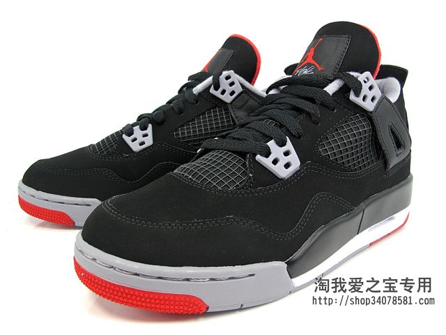 Air Jordan Iv Gs Black Cement Grey Fire Red 01