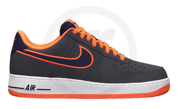 Nike Air Force 1 Low Embroidery Dark Grey Imperial Purple Total Orange