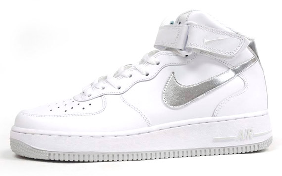 Nike Air Force 1 Mid White Metallic Silver 2