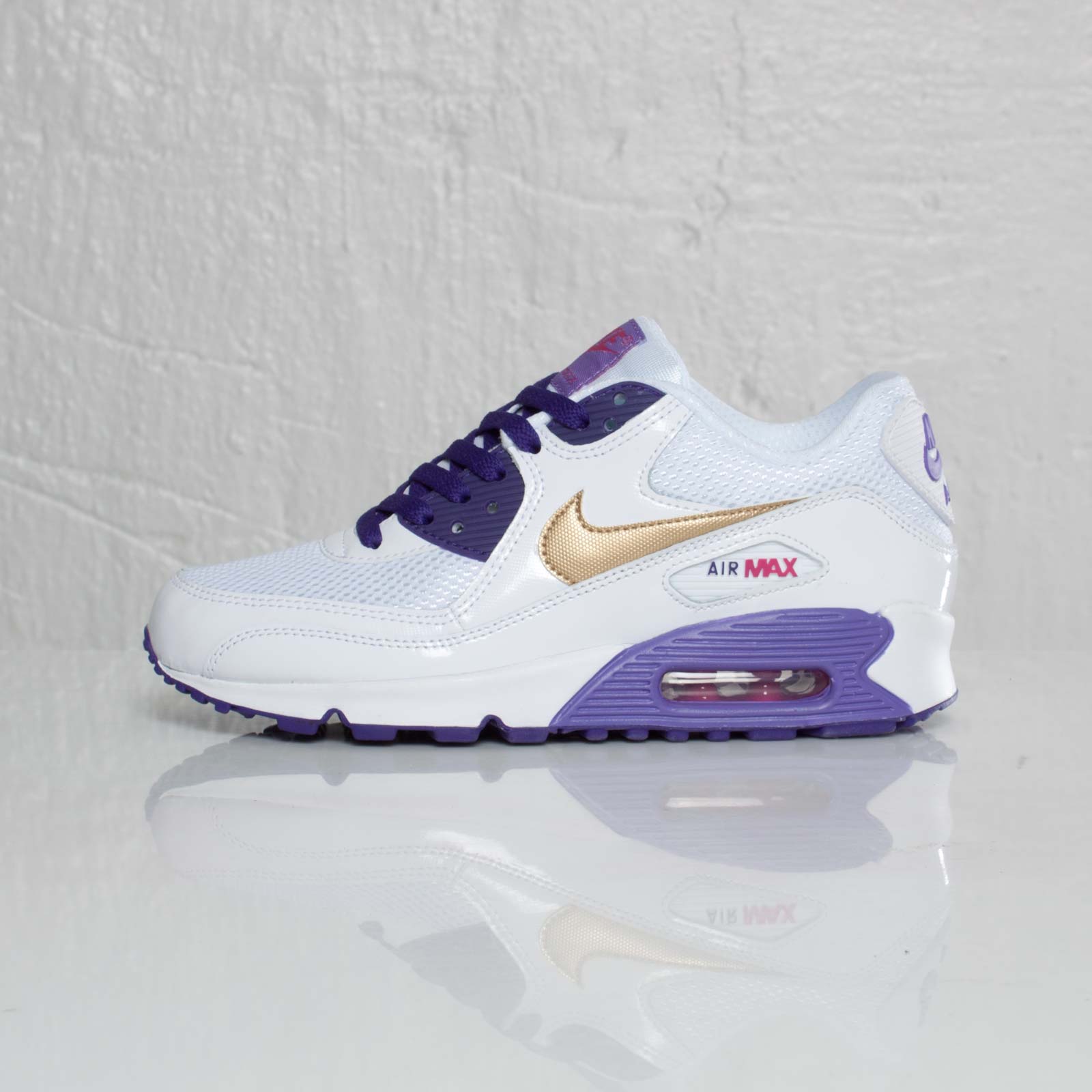 Nike Air Max 90 Gs White Metallic Gold Court Purple 1