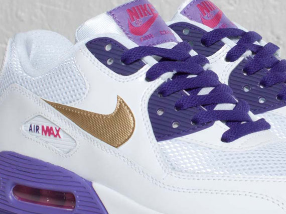 Nike Air Max 90 GS - White - Metallic Gold - Court Purple