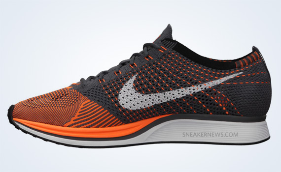 Nike Flyknit Racer Total Orange White Dark Grey 1