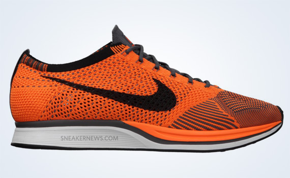 Nike Flyknit Racer Total Orange White Dark Grey