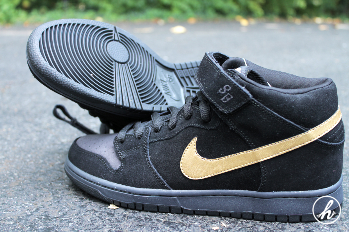Nike Sb Dunk Mid Dark Obsidian Metallic Gold 5