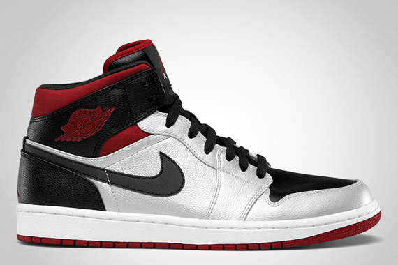 Air Jordan 1 Mid Black Metallic Platinum Gym Red 01