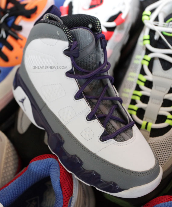 Air Jordan Ix Girls White Cool Grey Imperial Purple 4