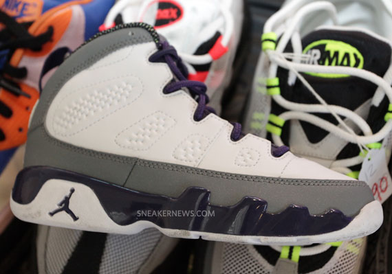 Air Jordan Ix Girls White Cool Grey Imperial Purple 5