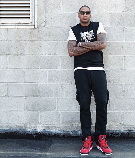 Carmelo Anthony In Red Nubuck Air Jordan Iv 2